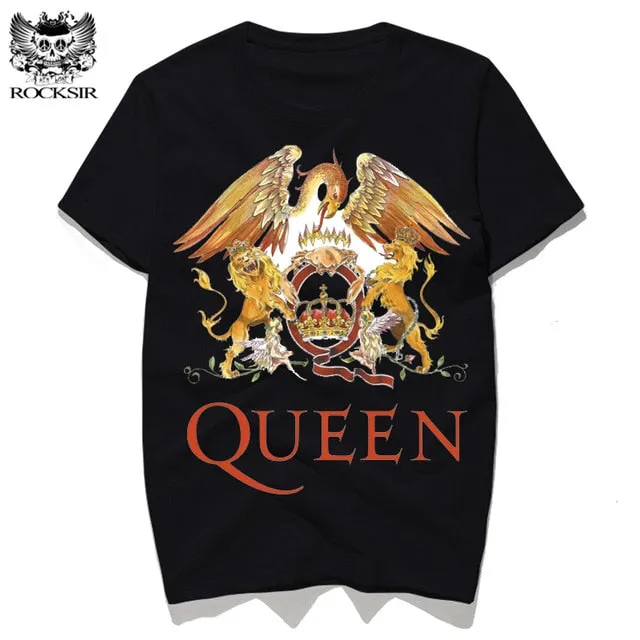Rocksir New Rock Band QUEEN Printed Men's Tshirt Fashion Harajuku Brand Tops Tee Casual Street Wear Short Sleeve Shirts