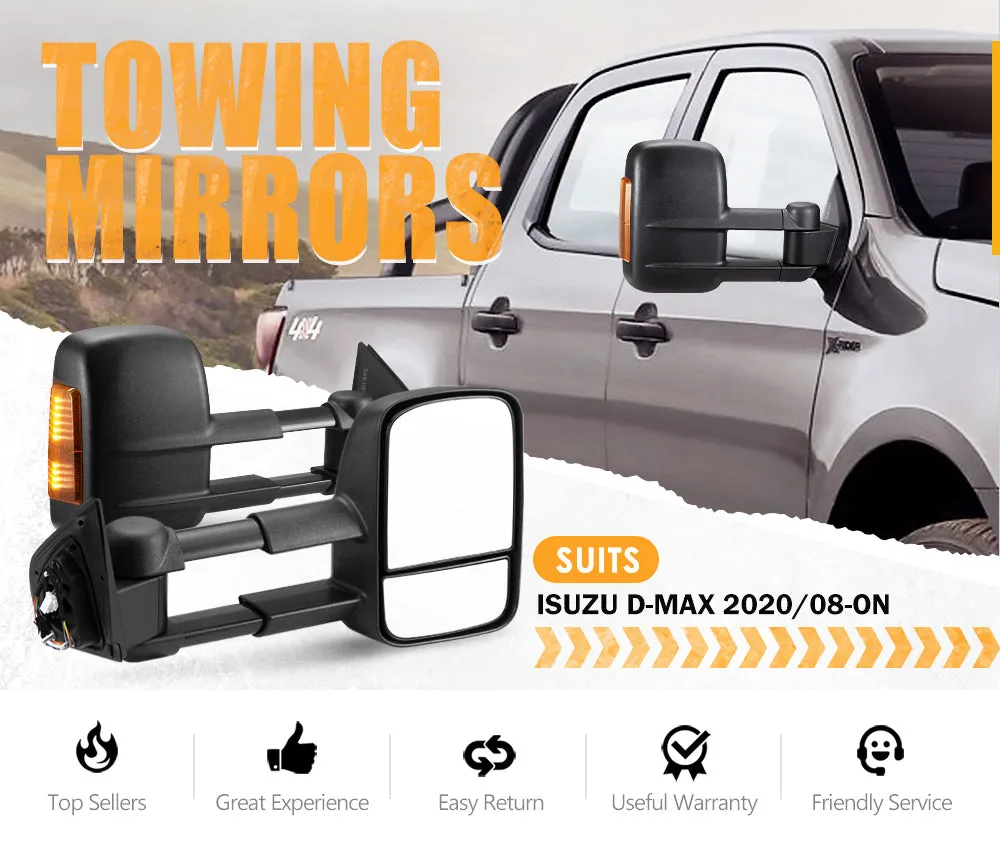 San Hima Extendable Towing Mirrors For Isuzu D-MAX DMAX 2020/08-ON