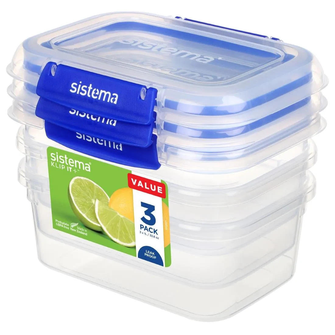 Sistema Klip It Plus Storage Containers 1Ltr (Pack of 3) - CH254