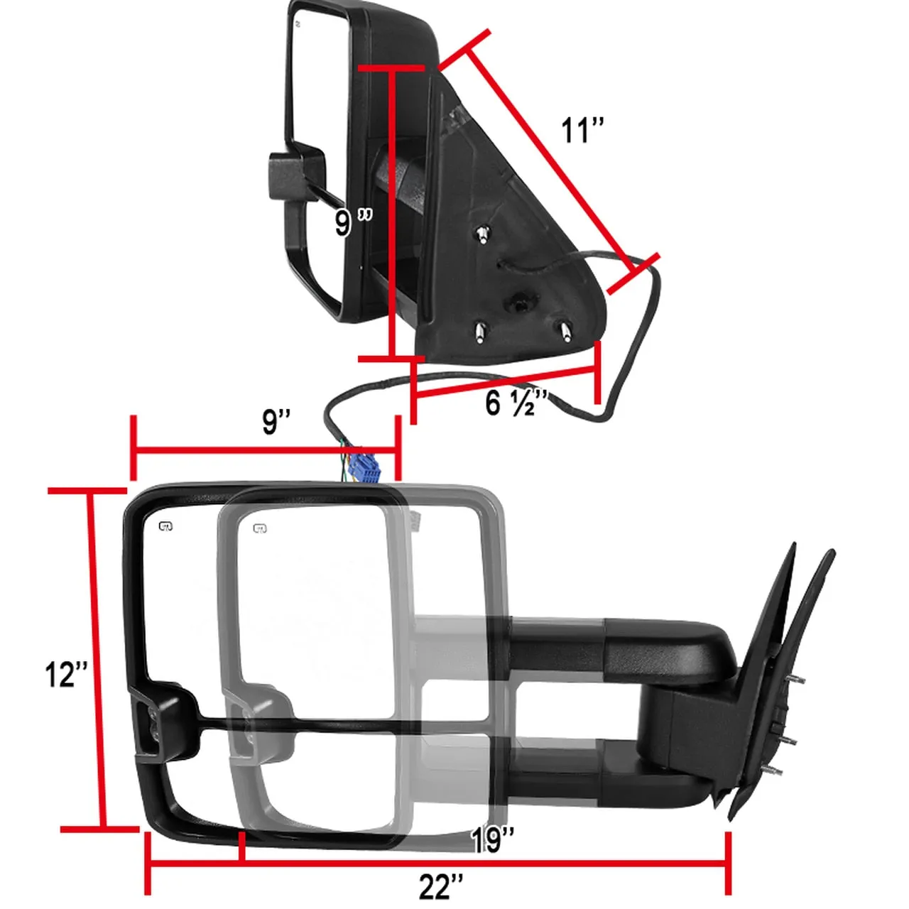 Spec-D Towing Mirrors Chevy Silverado (2003-2006) Power Extended w/ LED & Heated
