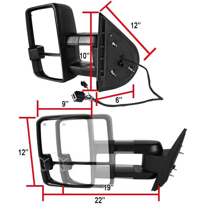 Spec-D Towing Mirrors Chevy Silverado (2007-2013) Powered Extended & Heated