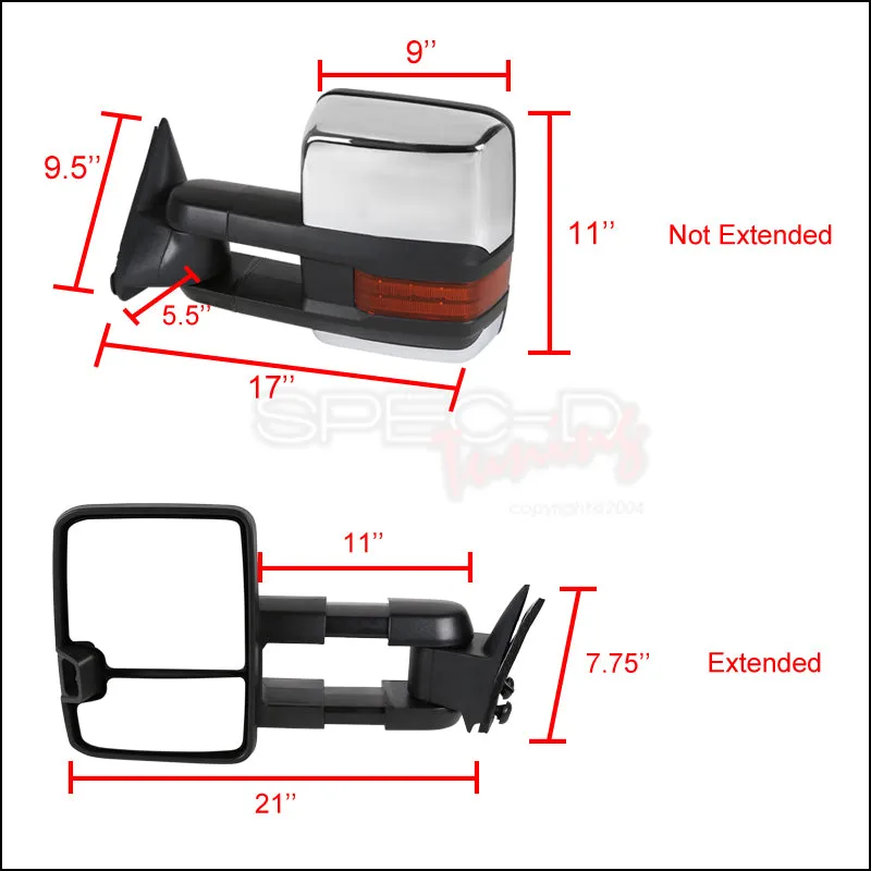 Spec-D Towing Mirrors Chevy Tahoe / Yukon / Suburban (1992-1999) LED & Powered
