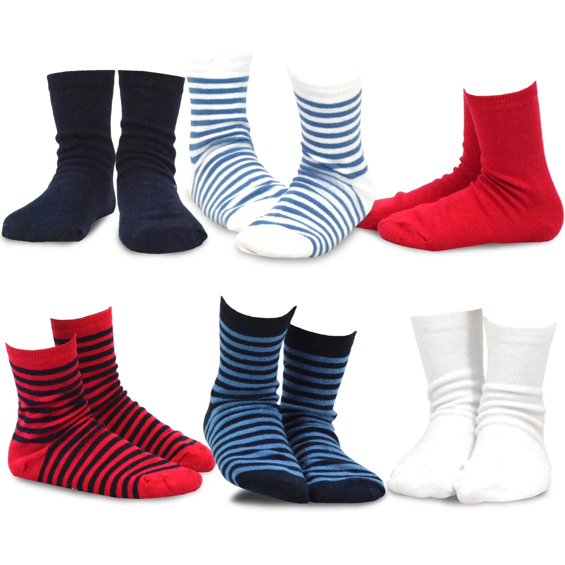 TeeHee Socks Kid's Casual Cotton Short Crew Bright Stripe 12-Pack Gift Box (70054B)