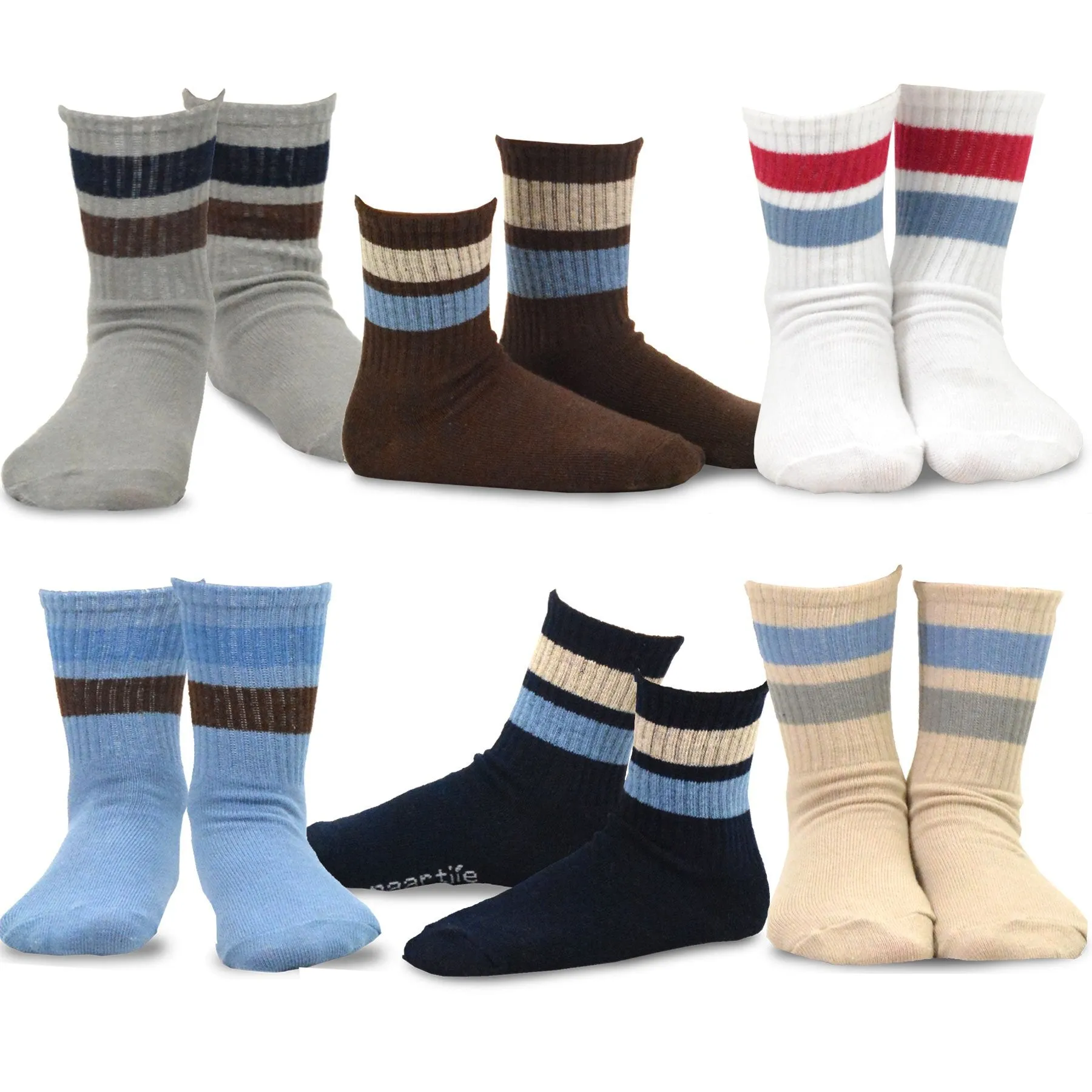 TeeHee Socks Kid's Casual Cotton Short Crew Bright Stripe 12-Pack Gift Box (70054B)