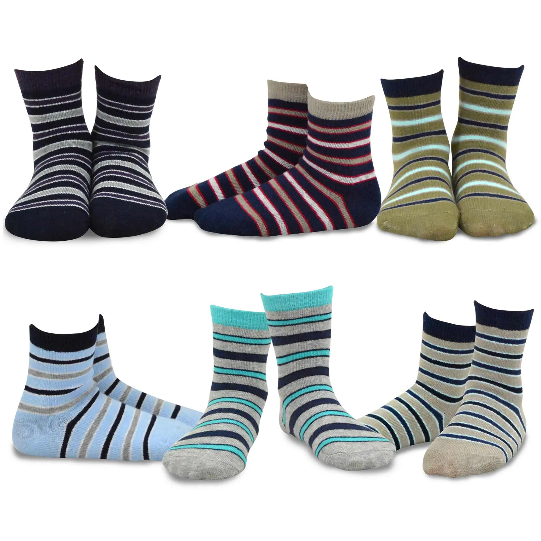 TeeHee Socks Kid's Casual Cotton Short Crew Stripes/Big Star 12-Pack Gift Box (70877)