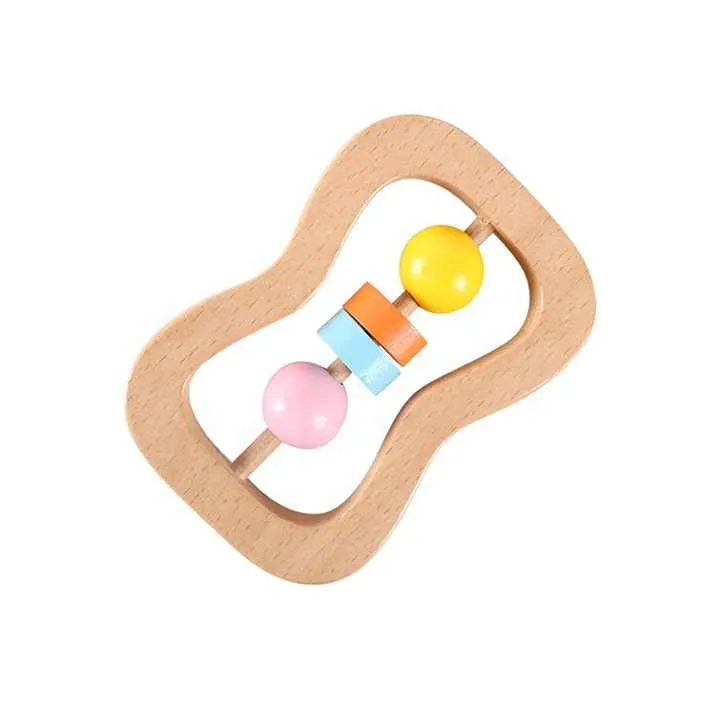 Toddlers Rattles Handle Safety Intelligent Educational. لعبة جرس يد خشبي للأطفال الصغار مع مقبض آمن وتعليمي ذكي