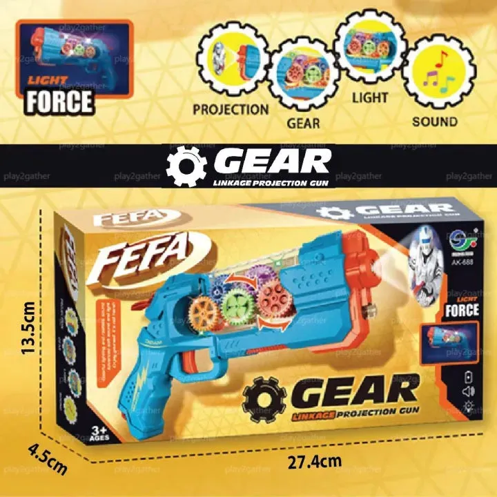 Transparent Gear Projection Shooting Gun With Light & Sound