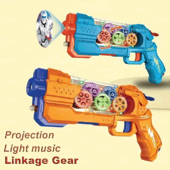 Transparent Gear Projection Shooting Gun With Light & Sound