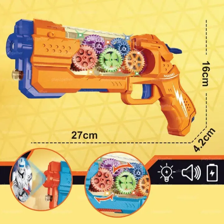 Transparent Gear Projection Shooting Gun With Light & Sound
