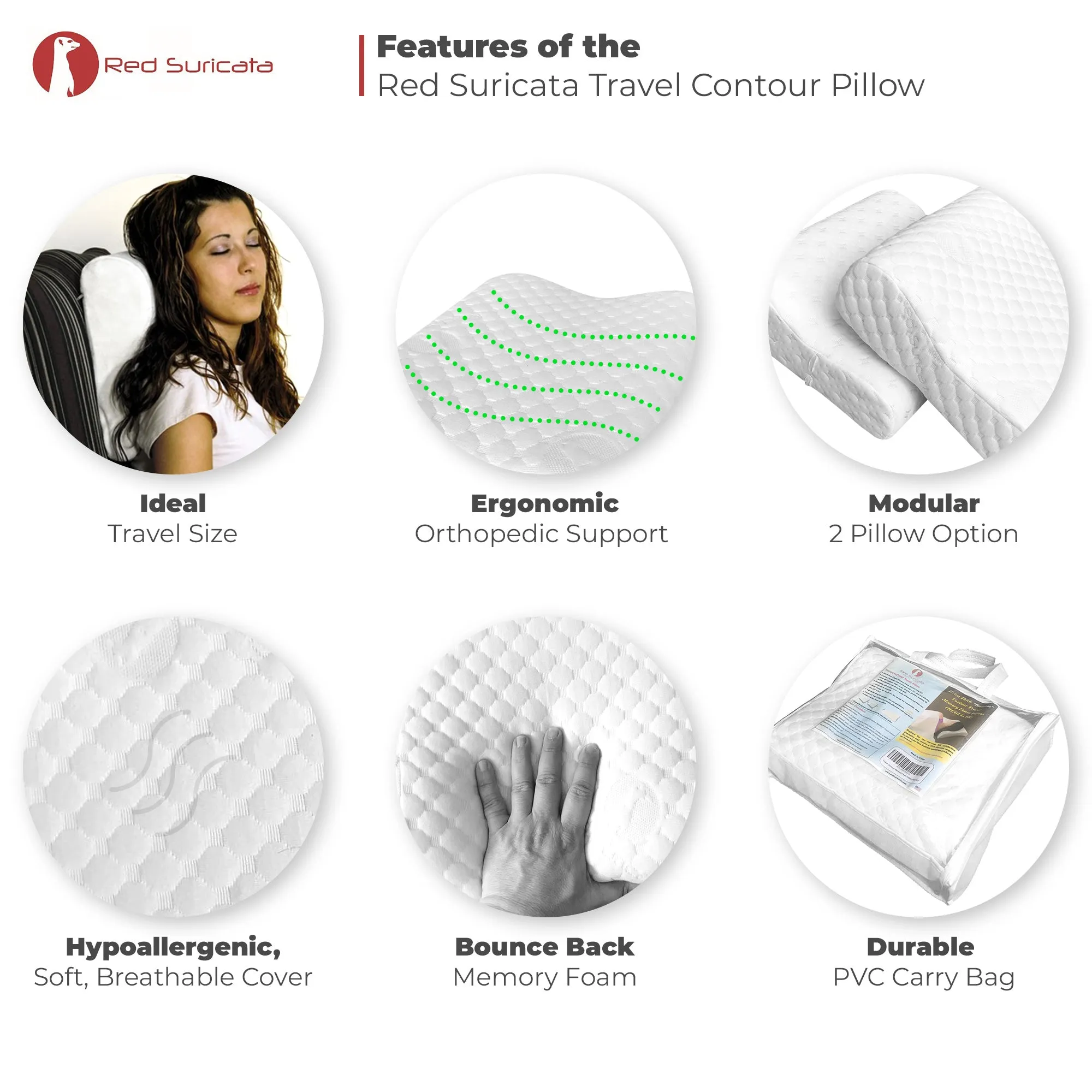 Travel Contour Mini Pillow - Bundle of 2 pillows and double pillowcase