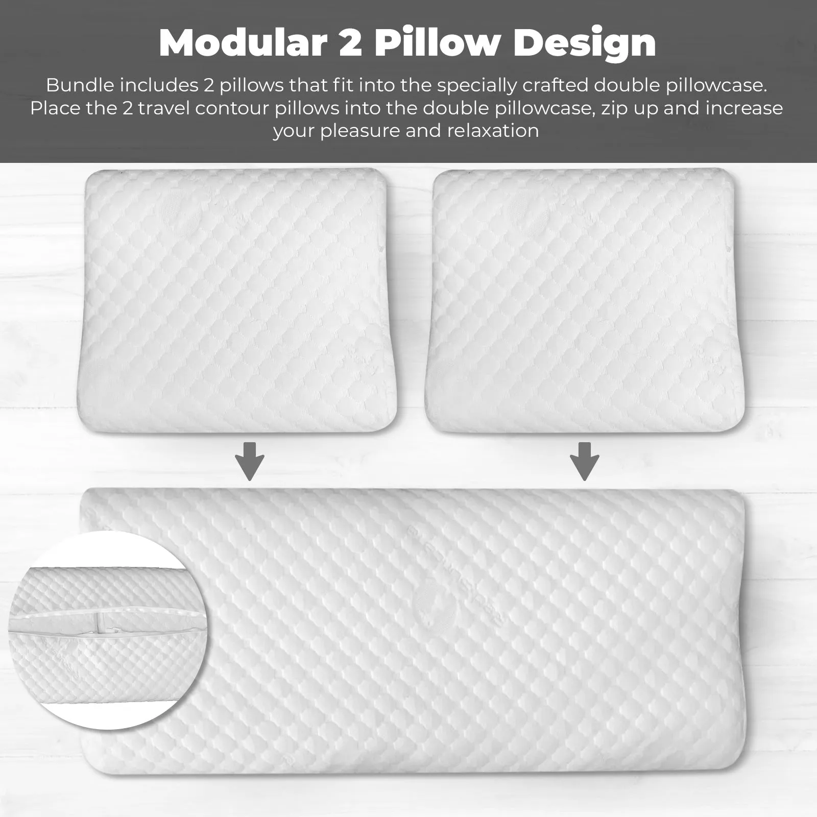 Travel Contour Mini Pillow - Bundle of 2 pillows and double pillowcase