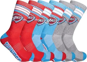Ultra Game NBA Official Men’s Athletic Cushioned Secure Fit Team Crew Socks - 3 Pack - Unisex, Oklahoma City Thunder, Assorted, M6-12|Oklahoma City Thunder