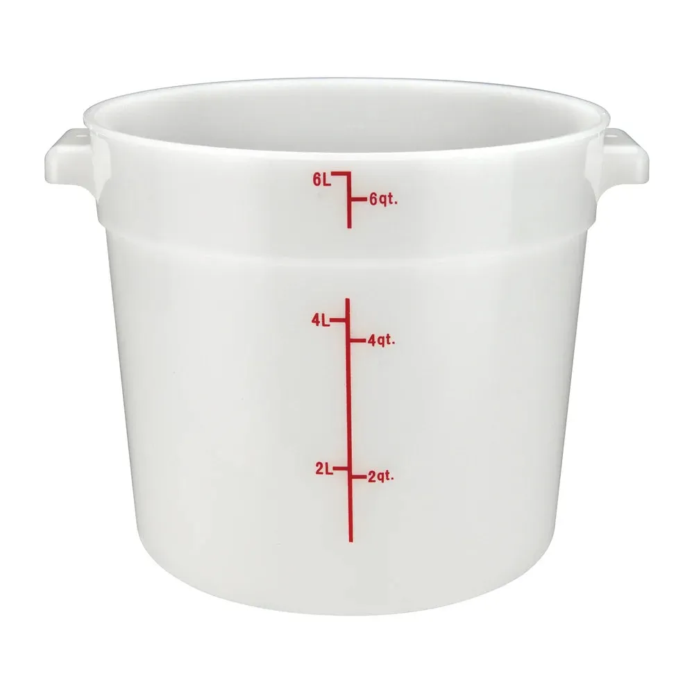 Winco PPRC-6W 6qt Round Storage Container, White, PP