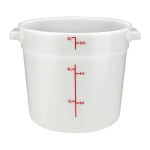 Winco PPRC-6W 6qt Round Storage Container, White, PP