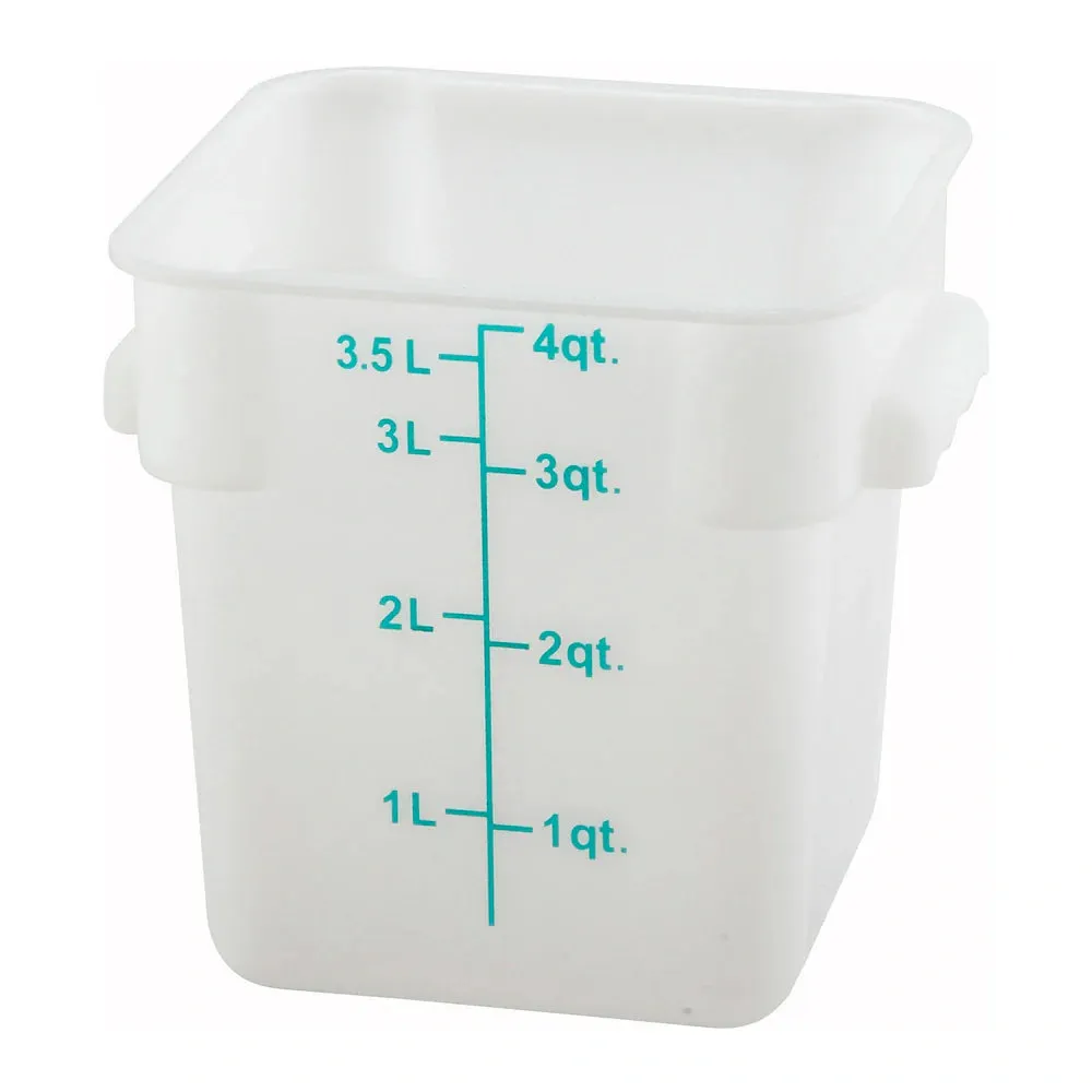 Winco PTSC-4 4qt Square Storage Container, Translucent, PP