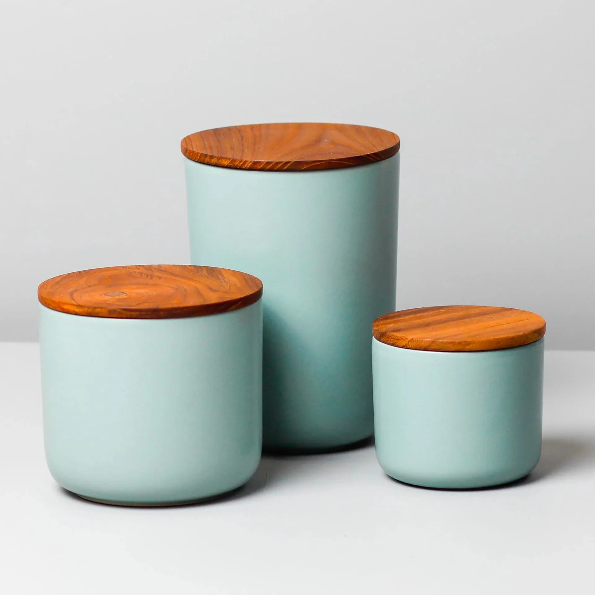 Wood Top Lidded Container Blue S